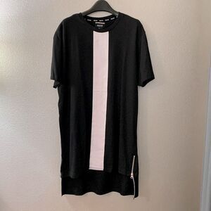 RISE AS ONE long line tunic zip side vents color block crew neck tshirt UNISEX